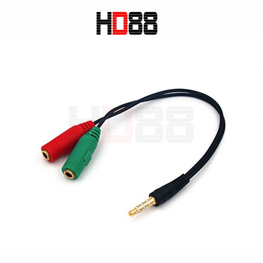 DÂY CHIA TÁCH ÂM THANH TAI NGHE MICRO 3,5 MM LI ĐỰC RA 2 CỔNG CÁI HỖ TRỢ DÙNG TAI MICRO GHI ÂM NGOÀI - HD88