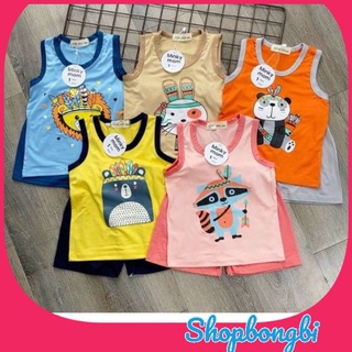 Bộ ba lỗ bé trai bé gái minky mom thun lạnh hình thổ dân