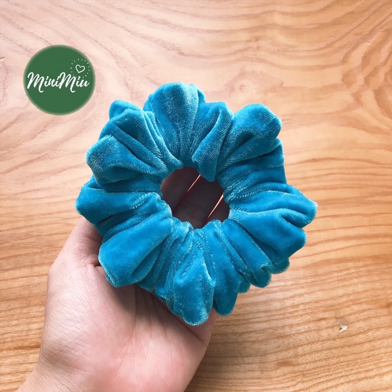 [VELVET] Dây buộc tóc nữ Scrunchies trơn SIZE MEDIUM vải nhung mềm mịn / đồ buộc tóc nhung bản 4CM độ nhún dày