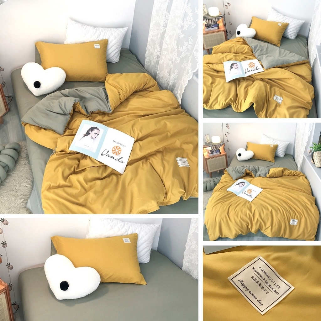 Bộ vỏ chăn ga gối nhập khẩu cotton TC trơn phối màu , Inbox chọn Size ga | BigBuy360 - bigbuy360.vn