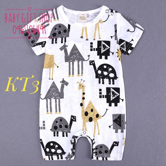 Body sơ sinh cotton Kids Tales cộc tay mùa hè bé trai / bé gái xuất Âu Mỹ