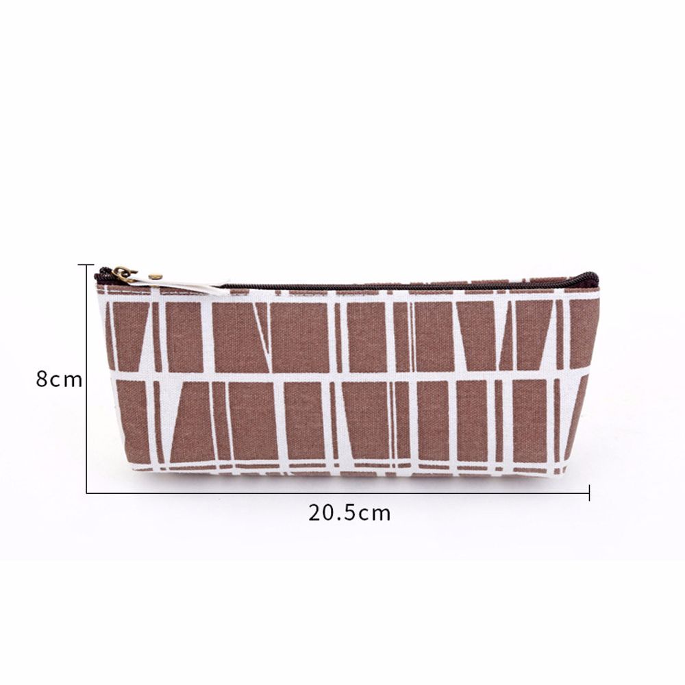 Túi Đựng Bút Bằng Vải Canvas Màu Trơn Họa Tiết Kẻ Sọc Dễ Thương Nhiều Màu Sắc