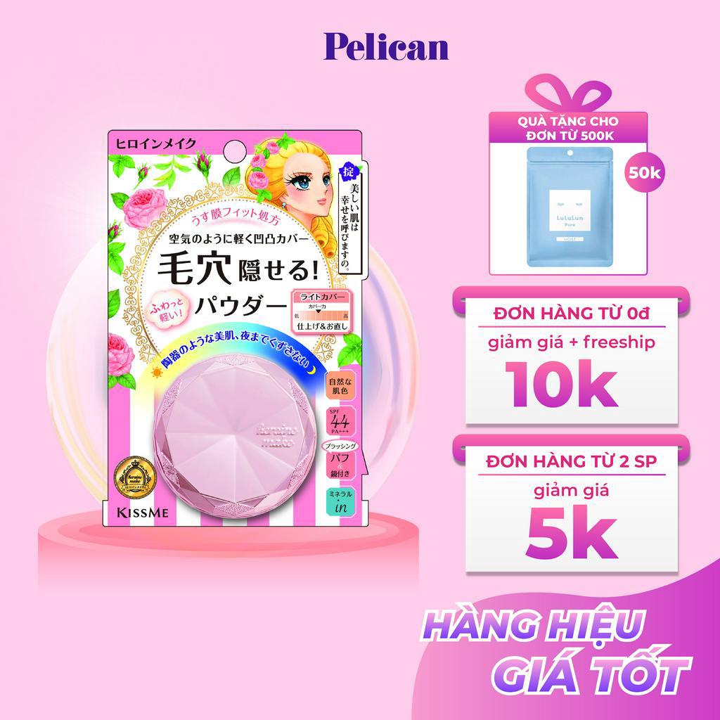 Phấn phủ Kissme lâu trôi không thấm nước độ che phủ cao &amp; chống nắng Heroine Make Long Stay Powder Air Veil SPF 44 PA+++