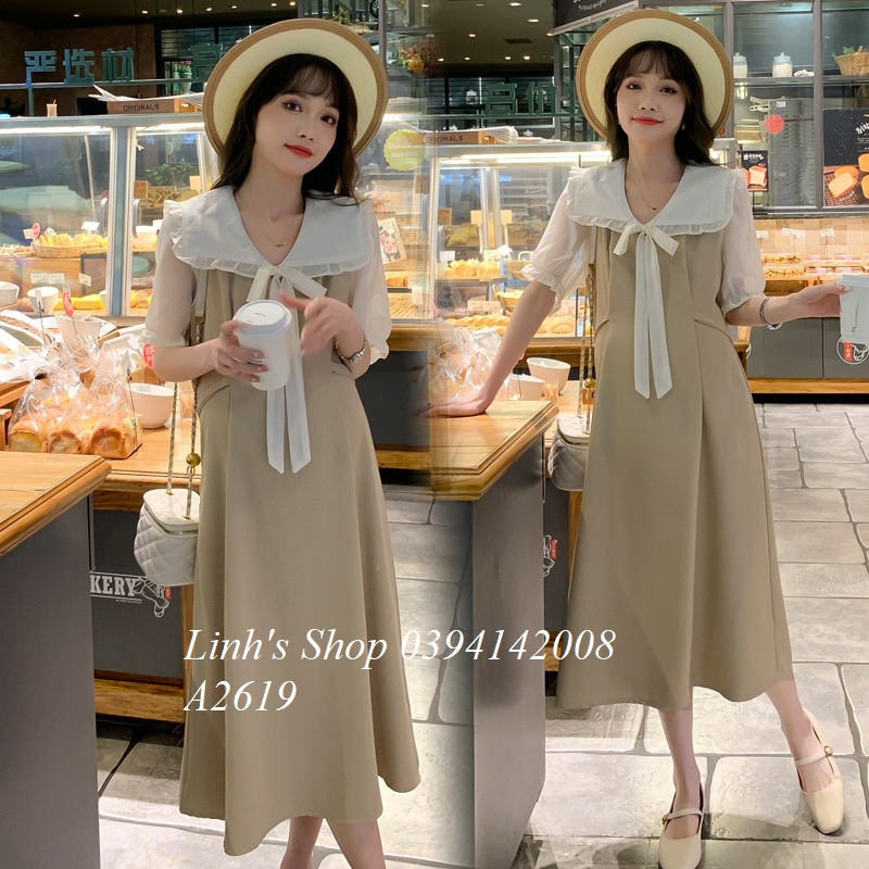 Váy Bầu Đầm Bầu Sơ Mi Hè A2619