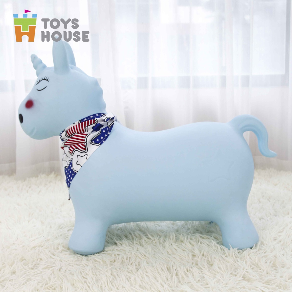 Thú nhún bơm hơi hình kỳ lân màu hồng ToysHouse mã TH619 - Đồ chơi vận động cho bé từ 8 tháng