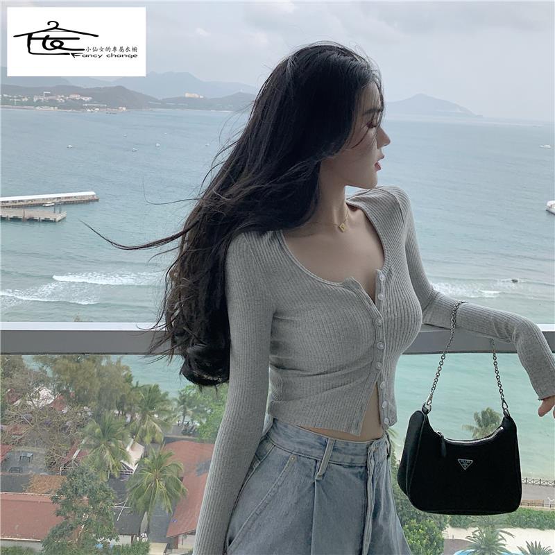 Áo Cardigan Dáng Ôm Tay Dài Màu Trắng Phong Cách Thời Trang Thu Đông Hàng Mới 2022