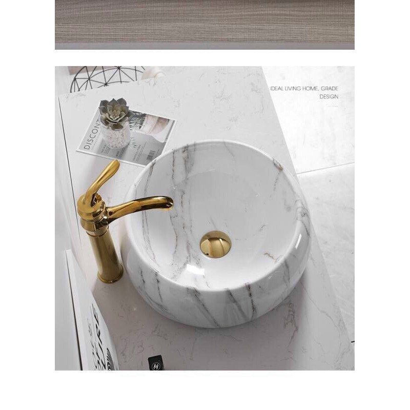 Chậu Lavabo tròn vân đá
