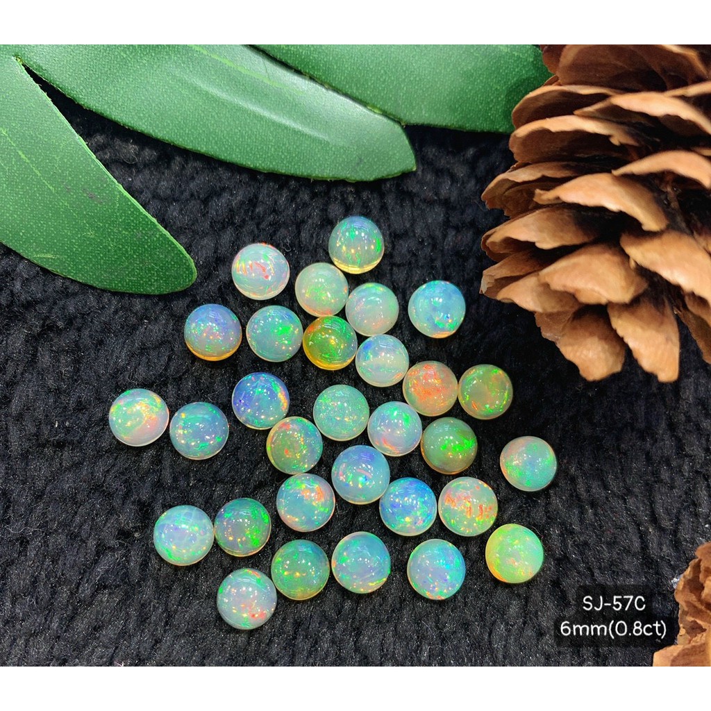Mặt Đá Opal Nhiều Màu Trong Và Trắng Sữa Size Tròn 5-9mm