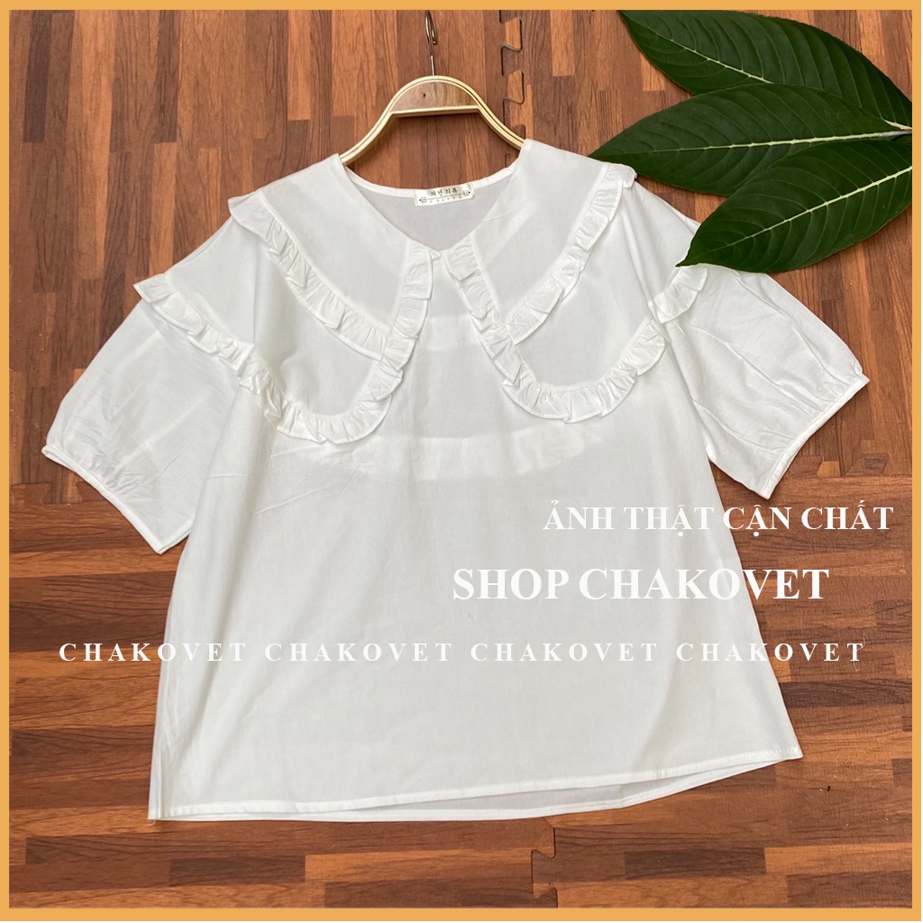 Áo sơ mi nữ tay ngắn form rộng A.873 cổ chữ V, tay bồng retro kiểu pháp thiết kế sang trọng hàng đẹp mặc đi làm đi học