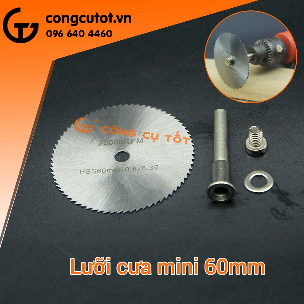 Lưỡi cưa mini  Φ60 mm và thanh nối 6mm