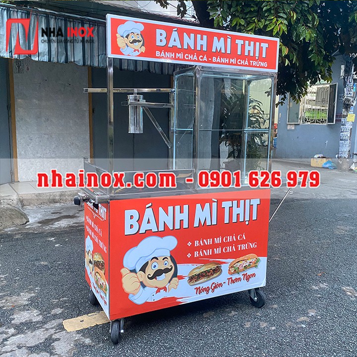 Xe bánh mì chả cá, bánh mì thịt 1mx60x1m81