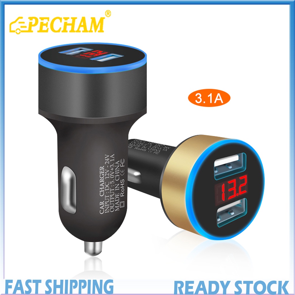 Tẩu sạc kép PECHAM cổng usb 5V 3.1A dùng cho xe ô tô