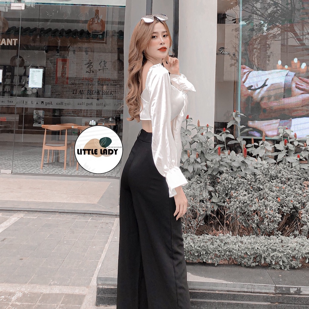 Áo Kiểu Croptop Cột Nơ Ngực Có Mút Ngực Đệm Trong Thoải Mái Tay Dài Ống Loe “ROSE”