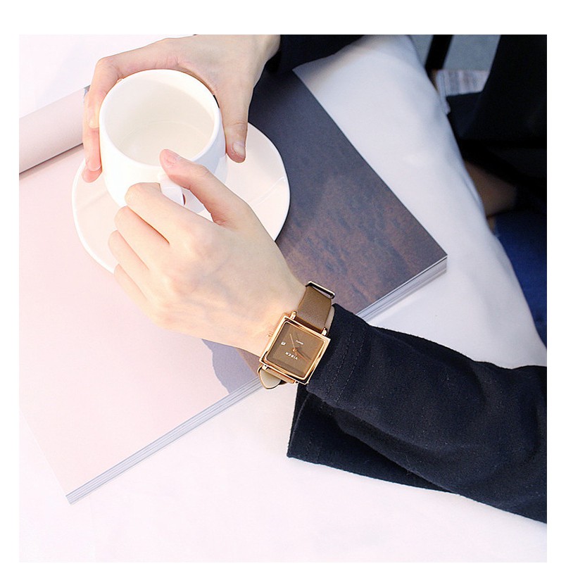 Đồng hồ nữ VISER1V dây da cao cấp mặt vuông | BigBuy360 - bigbuy360.vn