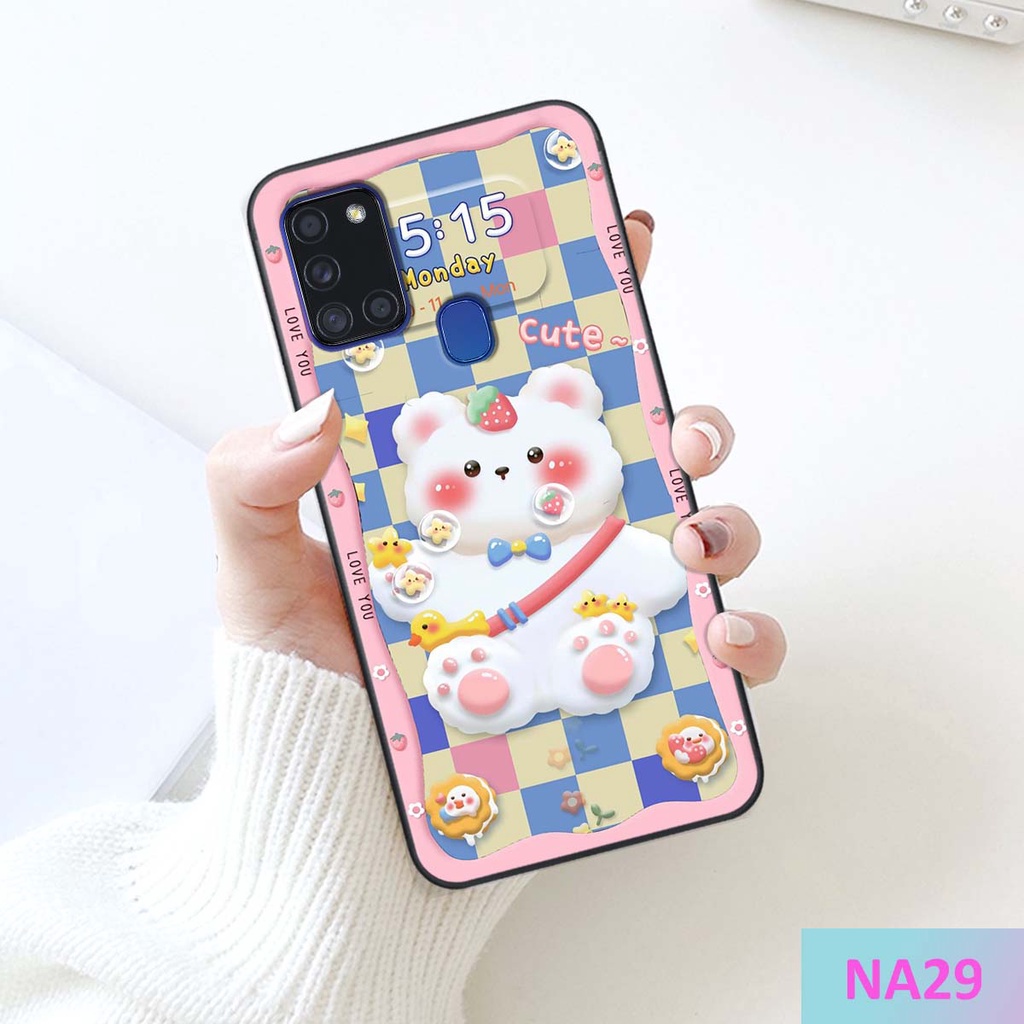 Ốp lưng Samsung A21s in hình gấu cute,bò sữa 3D cute dễ thương bảo vệ điện thoại.