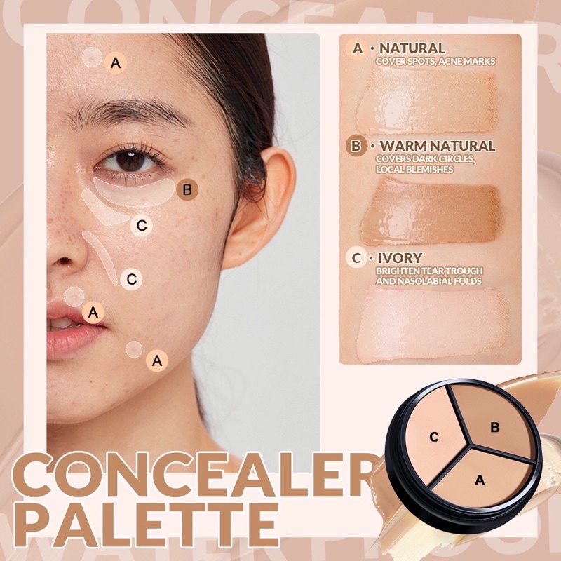 Kem che khuyết điểm 3 màu SACE LADY Concealer Palette