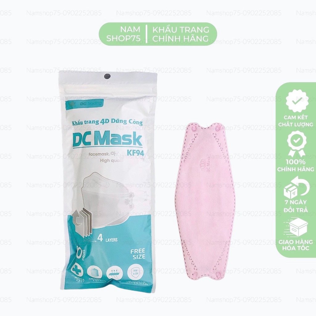 [CÓ SẴN] 50 Chiếc Khẩu Trang DC Chính Hãng KF94 4D Mask Cho Nam Nữ, Form Rộng, Ôm mặt, Không Dính Son, Kháng Khuẩn