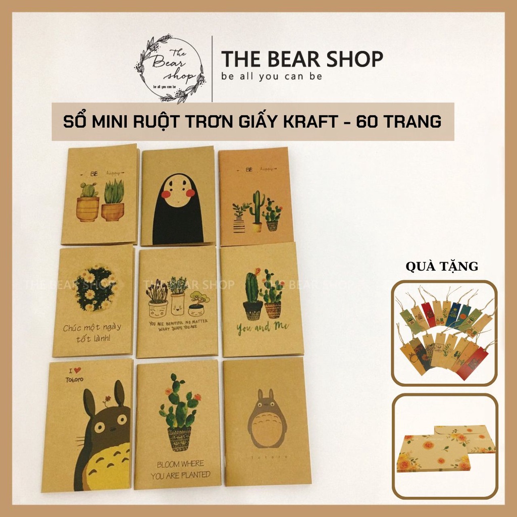 Sổ mini ghi chép handmade vintage - Giấy kraft 60 trang - Quà tặng 8 tháng 3 - The Bear Shop