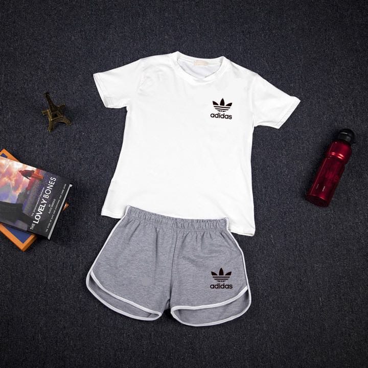 Bộ Áo Thun Ngắn Tay + Quần Short Thể Thao Adidas Cá Tính