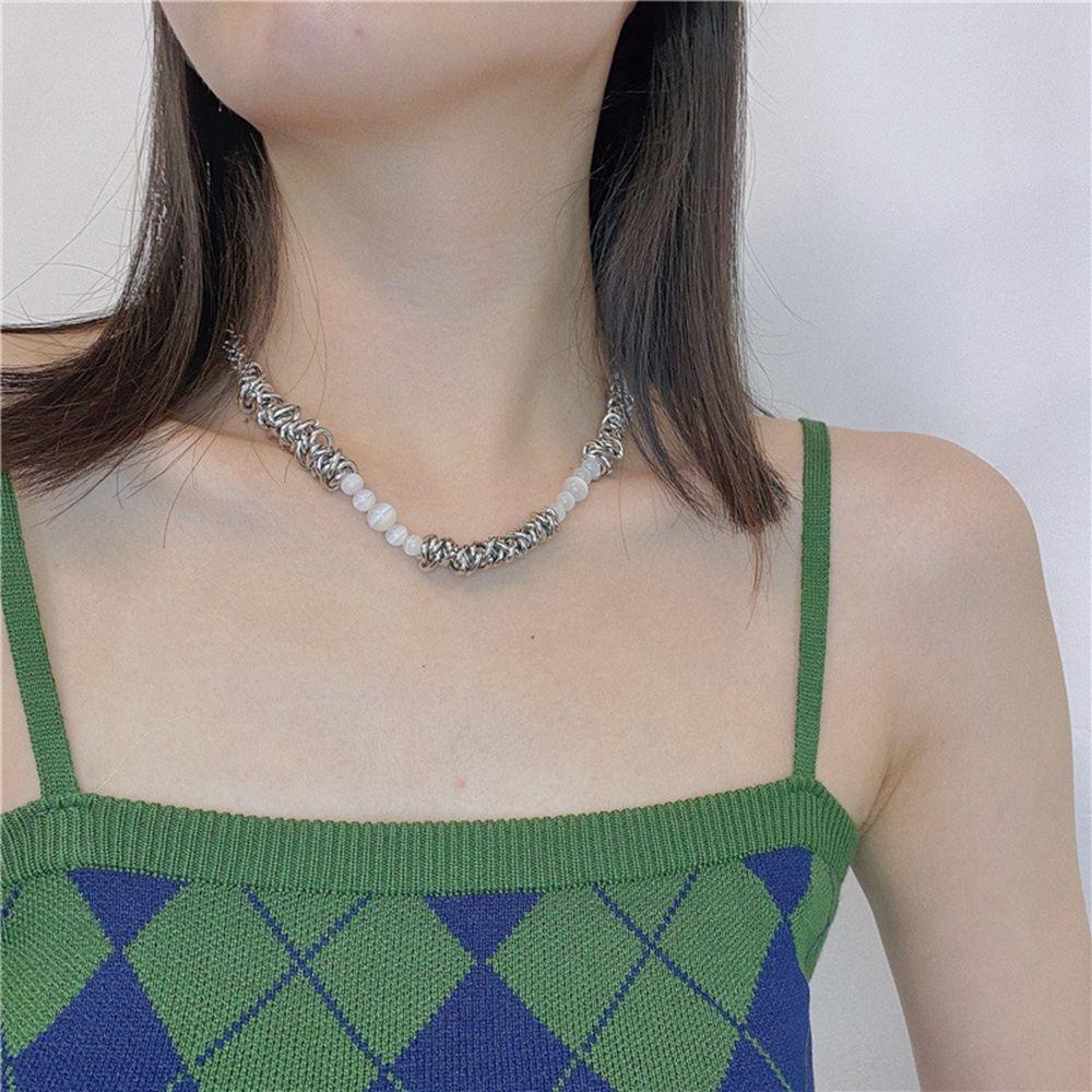 AROMA Vòng cổ Thép Titan Mặt Hình Học Phong Cách Hip Hop Hàn Quốc Thời Trang Cho Cặp Đôi