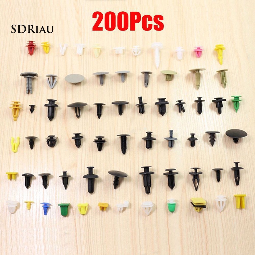 【Ready Stock】200Pcs Universal Mixed Color Auto Fastener Car Bumper Door Panel Clips Rivets
