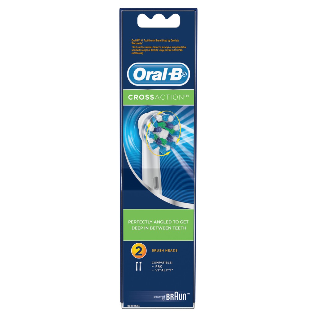 Đầu Bàn Chải Điện ORAL-B CrossAction (2 cái) loại bỏ thêm đến 100% mảng bám