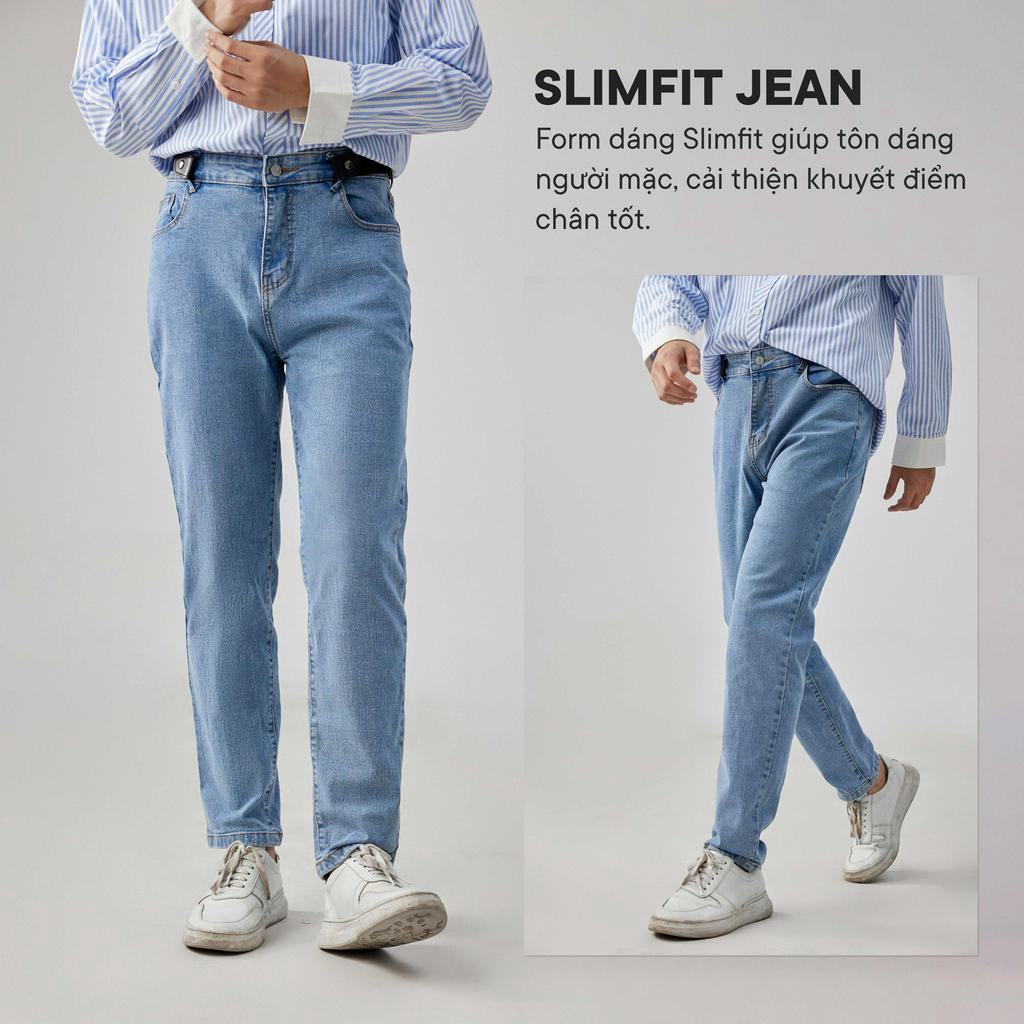 Quần jean nam dáng slimfit chất liệu cotton jean co giãn thoải mái màu xanh đậm xanh nhạt thương hiệu JBAGY - JJ0105