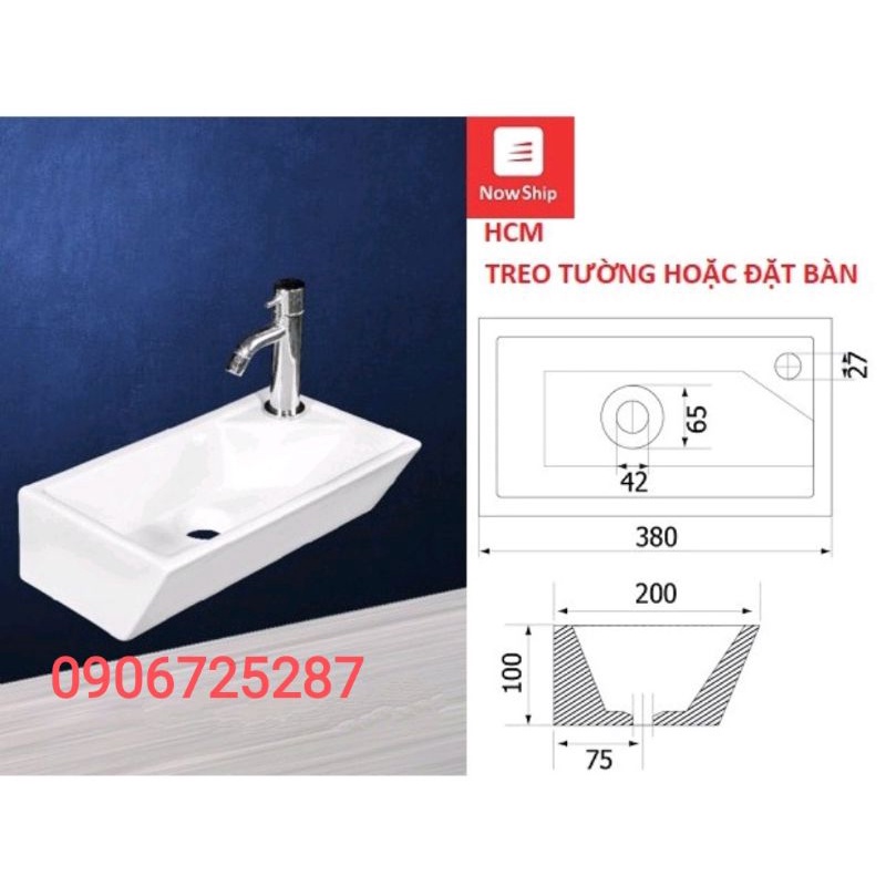 Lavabo vuông, châụ rửa mặt siêu nhỏ, dùng cho không gian chật hẹp