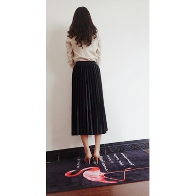 Chân váy nhung xếp ly