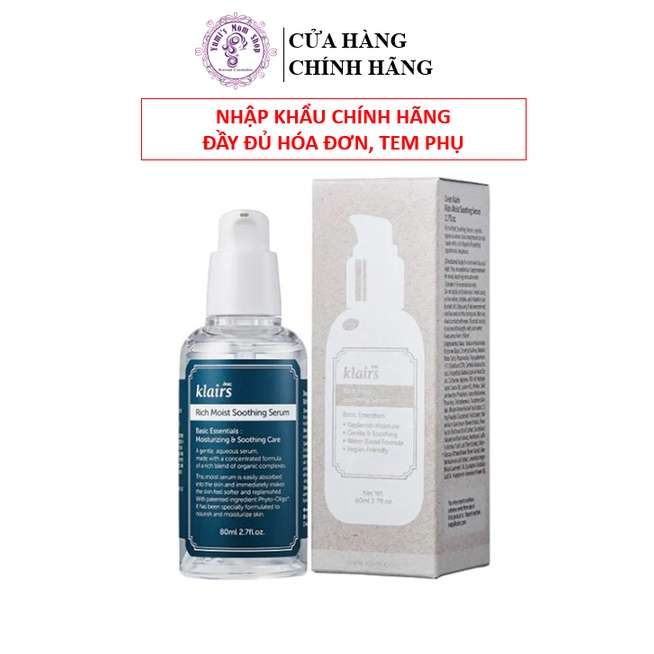 Tinh chất dưỡng da Klairs Rich Moist Soothing serum 80ml