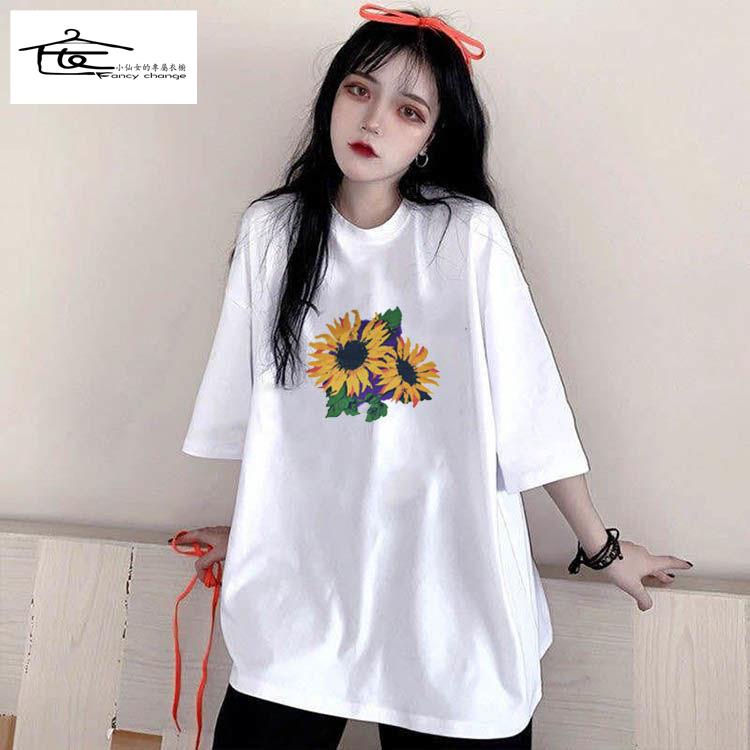 Giảm Giá Đặc Biệt Áo Thun Tay Ngắn Dáng Rộng In Hình Phong Cách Harajuku Hàn Quốc Dễ Phối Đồ Size Lớn Cho Nữ