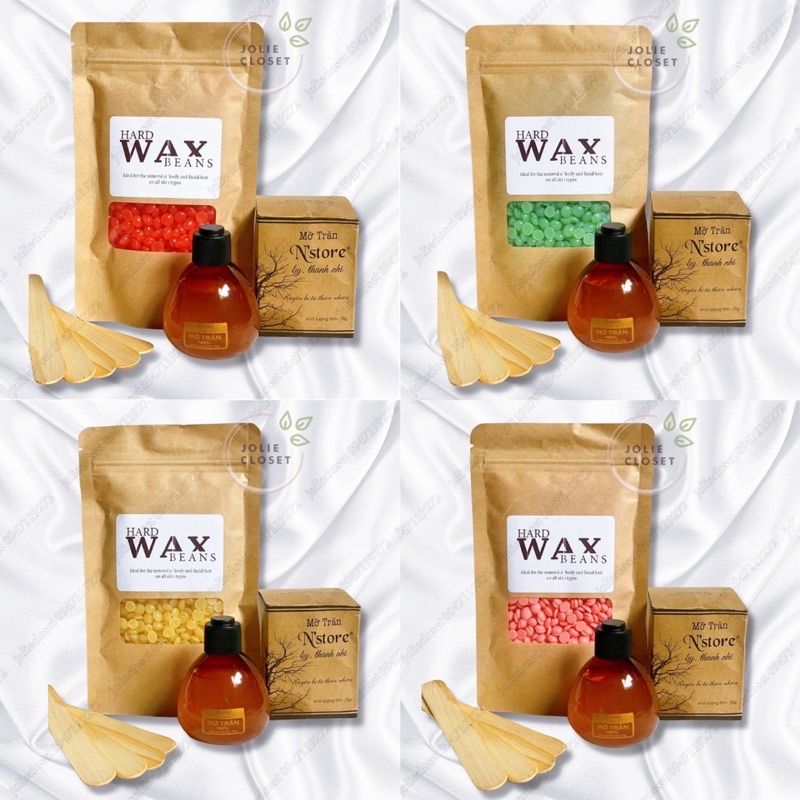 Combo triệt lông vĩnh viễn sáp wax nóng, hard wax beans wax lông và mỡ trăn nguyên chất vùng nách, tay, chân, bikini...