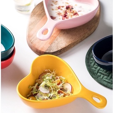 Set bộ bát đĩa sứ tông màu vàng nhiều món xinh xắn, bộ đồ ăn phong cách Bắc Âu, tô cách điệu, chén dĩa sứ ngộ nghĩnh