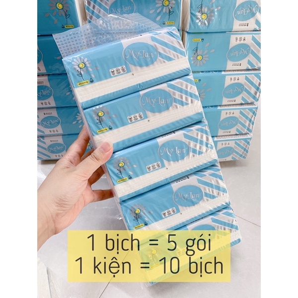 Bịch 5 gói giấy milan hoa cúc xanh gói 400 tờ/4lớp.