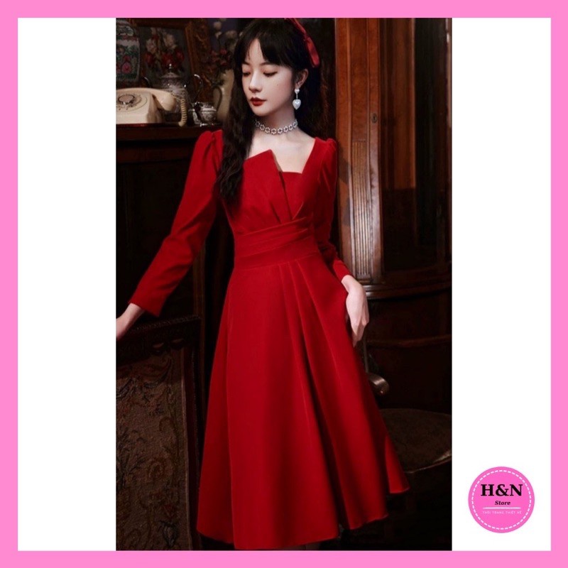 [Mã SKAMA06 giảm 8% tối đa 50K đơn 250K] Váy xoè tay dài xếp li ngực / váy thiết kế | BigBuy360 - bigbuy360.vn