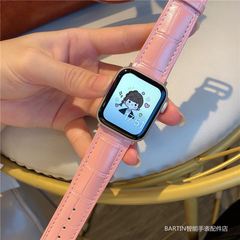 Dây Đeo Đồng Hồ Họa Tiết Da Cá Sấu Cho Apple Watch 38mm 40mm 42mm 44mm T500 W26 U78