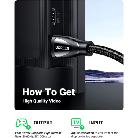 Cáp HDMI 2.1 Dài 5m hỗ trợ 8K Ugreen 80405 - Hàng chính hãng