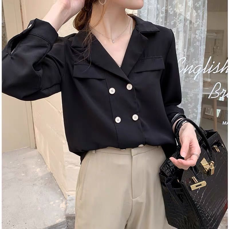 Áo Sơ Mi Trắng Tay Dài Dáng Rộng Phong Cách Hàn Quốc Mới