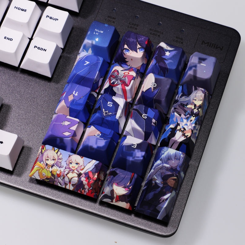 MmiHoYo KeyCap PBT 108 phím Keycap Thuốc nhuộm Thăng hoa Phim hoạt hình Anime Keycap cho Cherry Mx Bàn phím cơ chuyển đổi Gateron Kailh