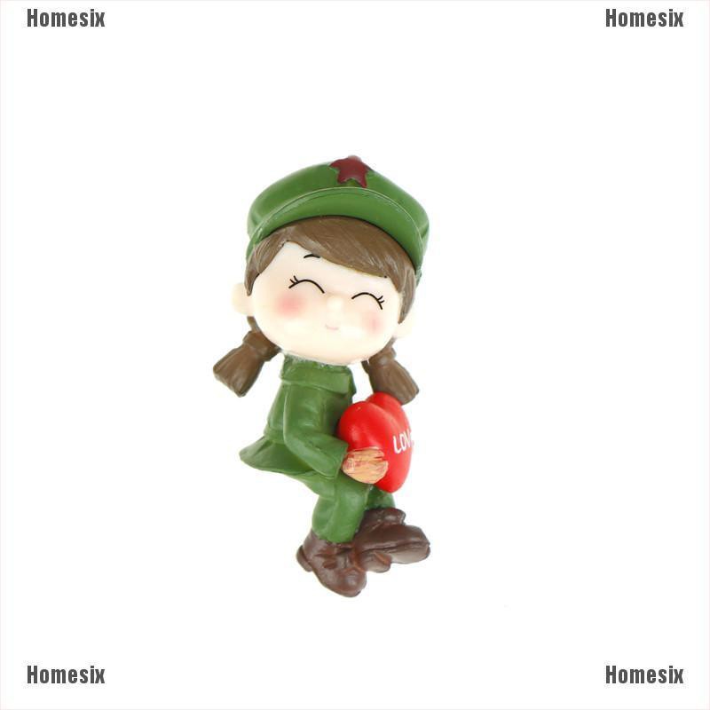 [HoMSI] Soldier Lovers Heart Resin Miniatures Figurine Garden Micro Landscapes Decor SUU