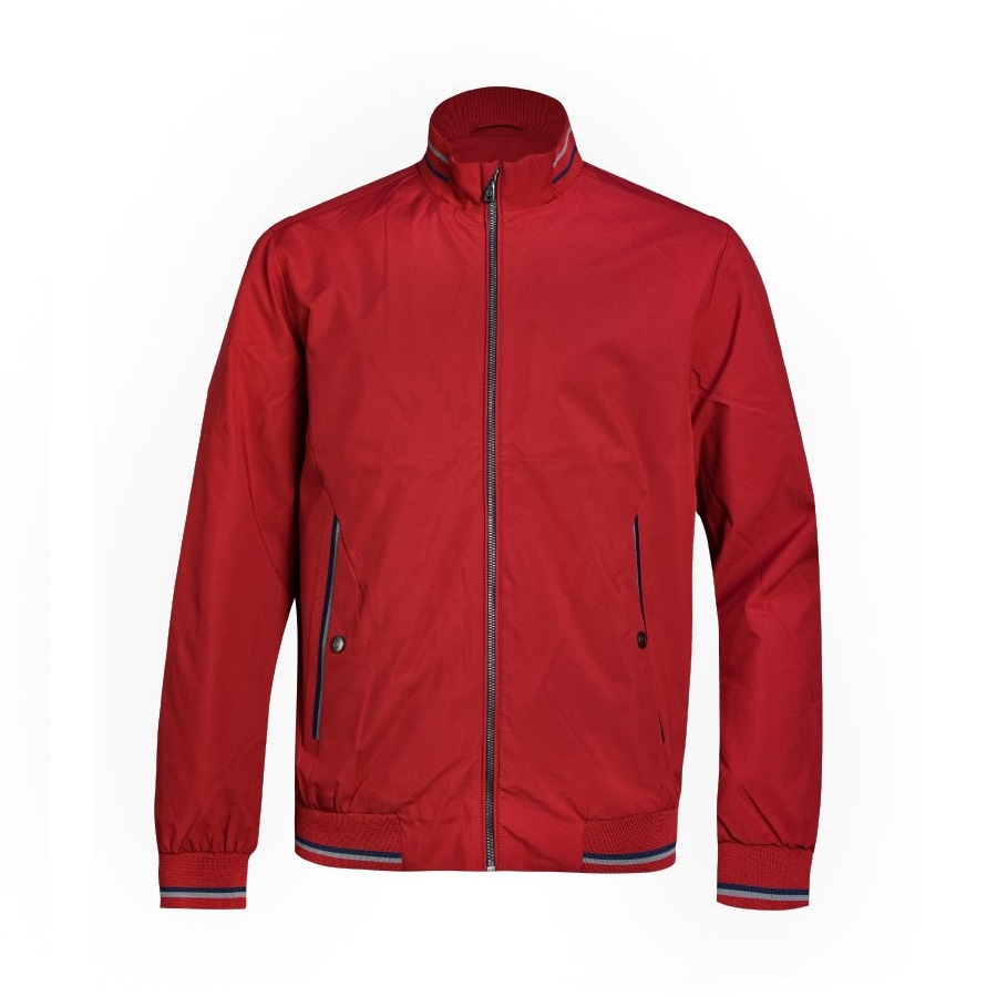 Áo Khoác Nam Owen JK61031 Jacket Dáng Suông Màu Đỏ Phối Xanh Ghi Bo Cổ Tay Và Gấu Áo Tiện Lợi Chất Polyester Bền Màu