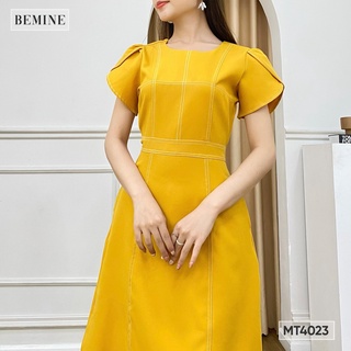Đầm basic tay búp sen chỉ nổi BEMINE MT4023VANG
