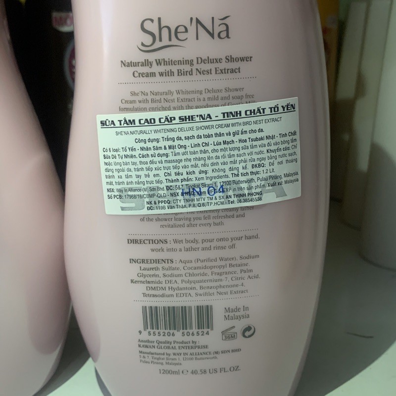 Sữa Tắm SheNa  tinh chất tổ yến 1,2L