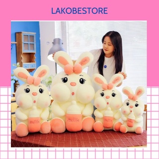 Gấu bông thỏ ôm bình sữa , thỏ cầm bình cao cấp lakobestore gb16
