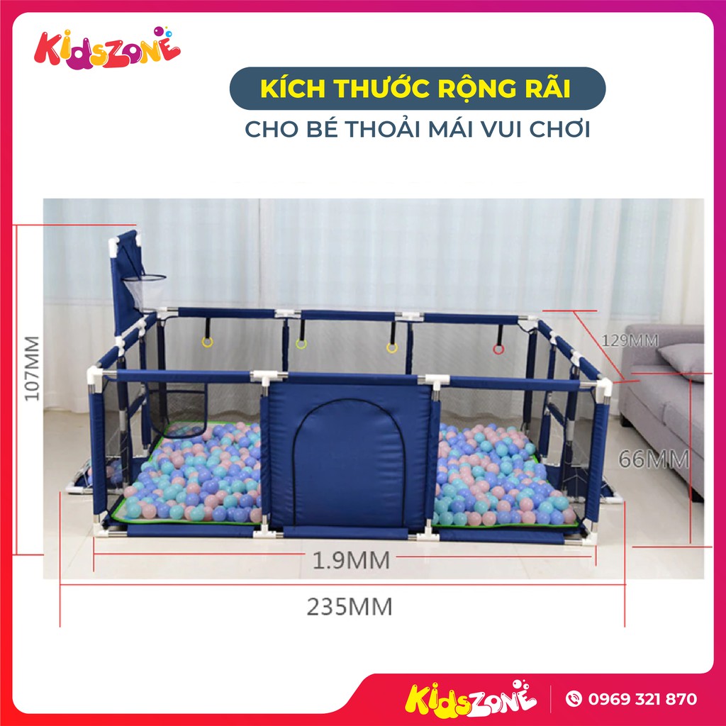 Quây Bóng Hình Chữ Nhật, Nhà Bóng Cho Bé, Có Bóng Rổ Cà Khung Thành 1m2x 2m3. Tặng kèm 15 Bóng, Bảo Hành 12 Tháng