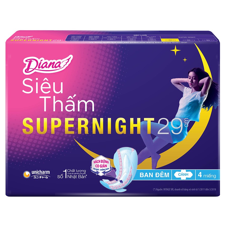 Băng Vệ Sinh Ban Đêm Diana Sensi Night 29cm/ 35cm