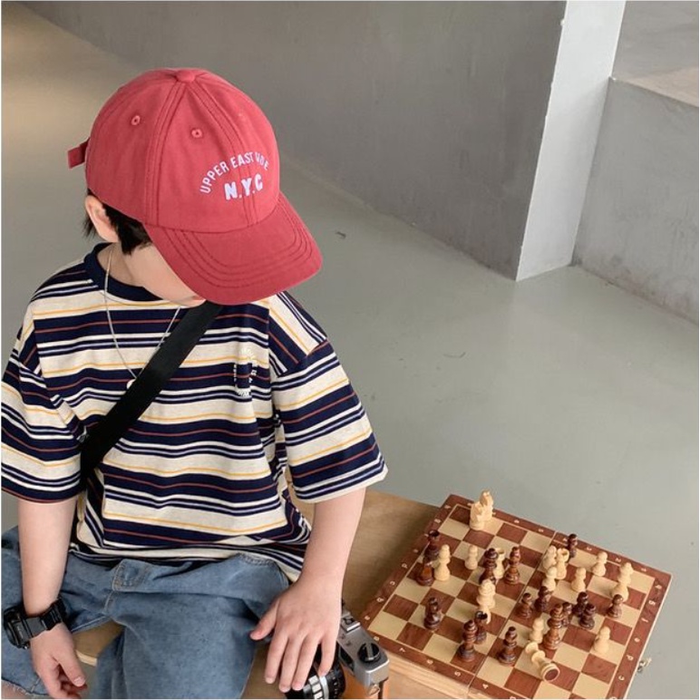 Áo thun cotton sọc đen phong cách Hàn Quốc cho bé A916