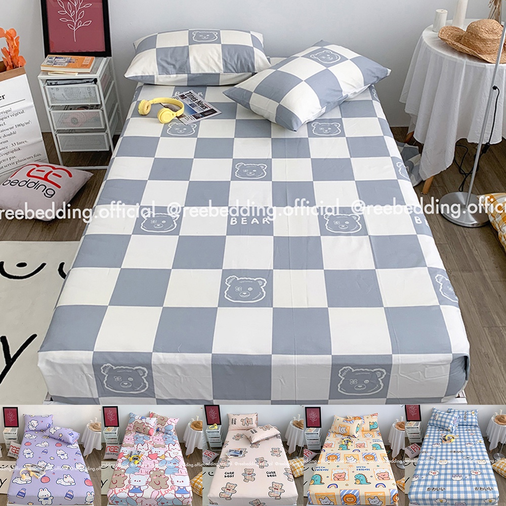 Bộ ga giường và vỏ gối 100% Cotton REE Bedding kute đủ size nệm mềm mát mùa hè CT141