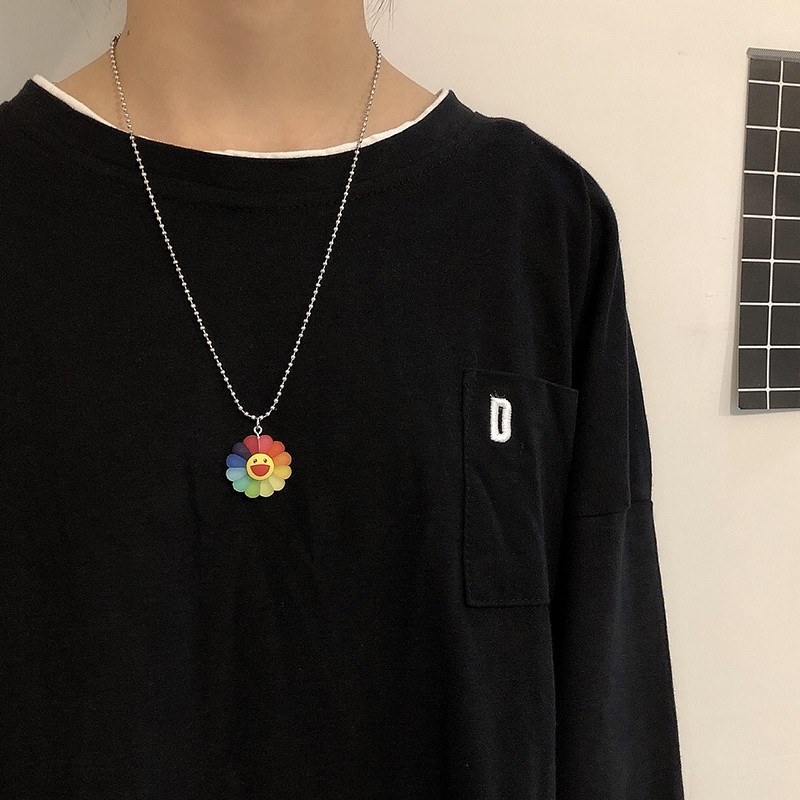 [RẺ VÔ ĐỊCH] Vòng đeo cổ Hoa Mặt Trời Kaikai Kiki, Cầu Vồng Rainbow - Dây chuyền hợp kim unisex nam nữ đôi thời trang