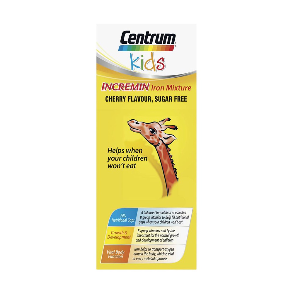 Siro dành cho bé biếng ăn Centrum Kids Incremin Iron Mixture 200ml của Úc